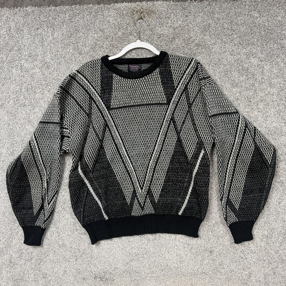 Vintage 90s Barnaby Sweater Mens XL Hip Hop Streetwear Retro Geometric Clubwear